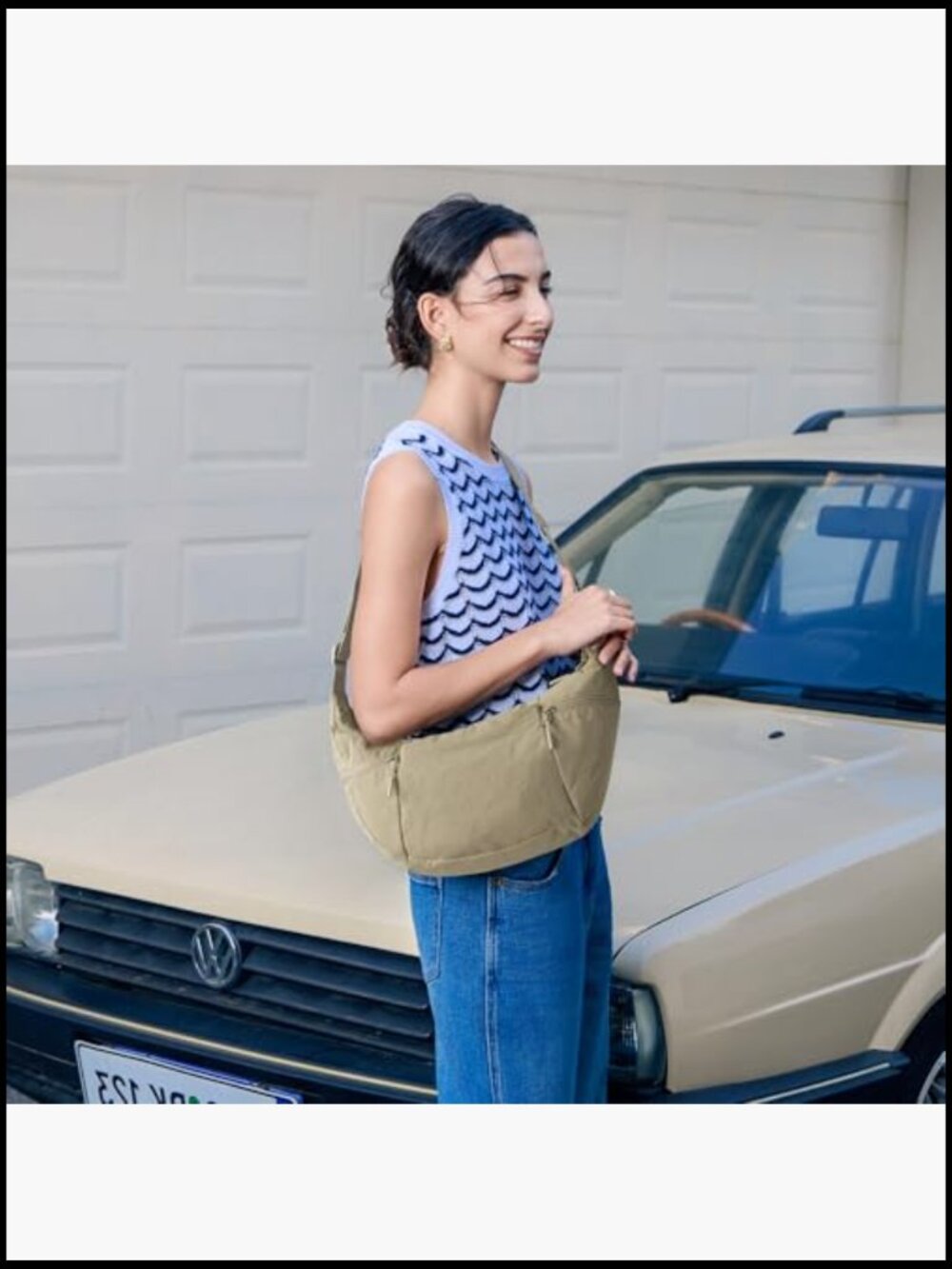 Lightweight Nylon Crescent Crossbody Bag Adjustable Sling Shoulder Hobo Purse - Picture 2 of 7